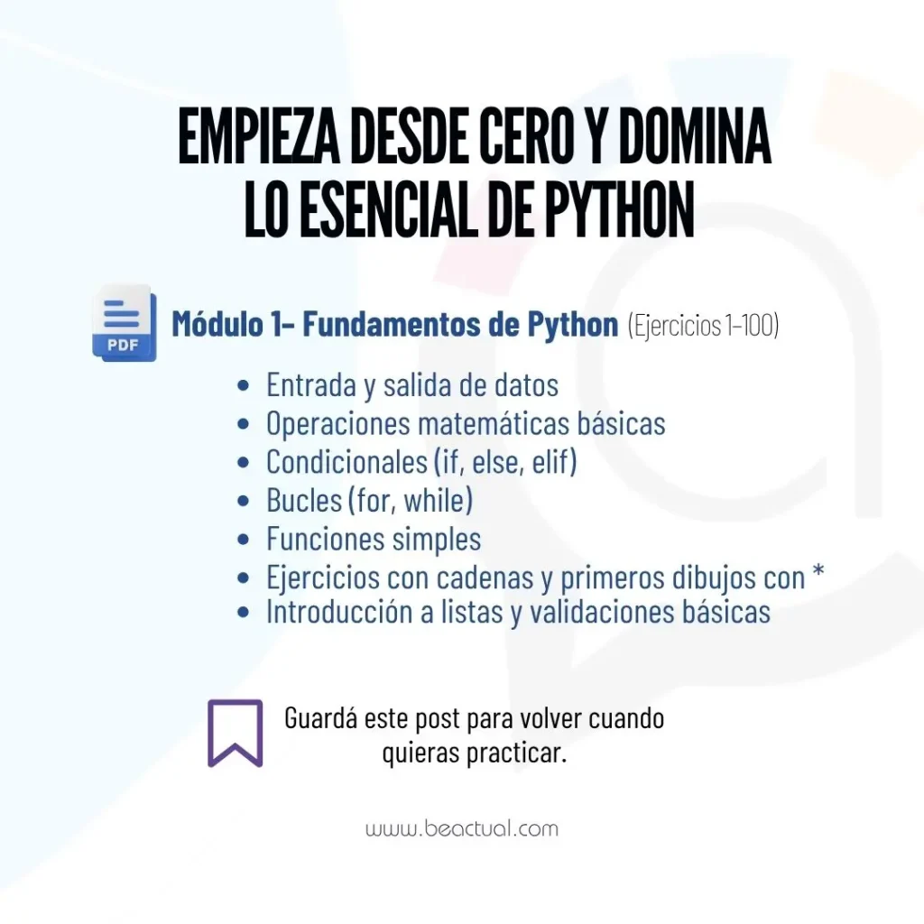 Módulo 1 de Python con práctica básica para principiantes